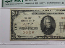 Load image into Gallery viewer, $20 1929 Clifton Kansas KS National Currency Bank Note Bill Ch. #7178 VF25 PMG