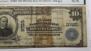 $10 1902 Downers Grove Illinois IL National Currency Bank Note Bill Ch. #9725