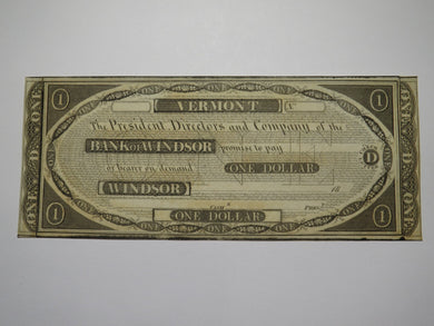 $1 18__ Windsor Vermont VT Obsolete Currency Bank Note Bill Remainder UNC++++