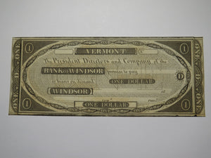 $1 18__ Windsor Vermont VT Obsolete Currency Bank Note Bill Remainder UNC++++