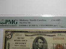 Load image into Gallery viewer, $5 1929 Hickory North Carolina National Currency Bank Note Bill #4597 VF25