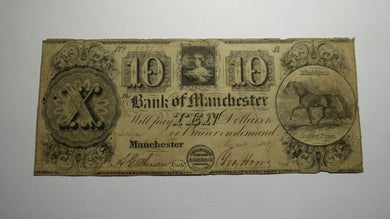 $10 1837 Manchester Michigan MI Obsolete Currency Note Bill! Bank of Manchester