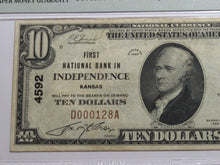 Load image into Gallery viewer, $10 1929 Independence Kansas KS National Currency Bank Note Bill Ch. #4592 VF30