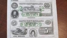 Load image into Gallery viewer, $1-$1-$2-$5 1865 East Haddam Connecticut Obsolete Currency Uncut Sheet Bank Note