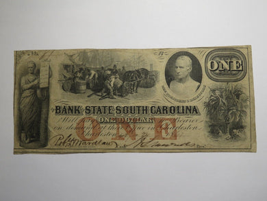 $1 1861 Charleston South Carolina SC Obsolete Currency Bank Note Bill Bank of SC