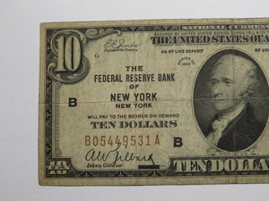 $10 1929 New York City NY National Currency Note Federal Reserve Bank Note Bill