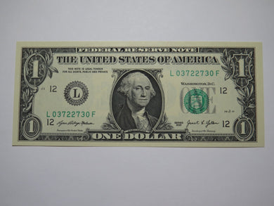 $1 2021 Radar Serial Number Federal Reserve Currency Bank Note Bill UNC 03722730
