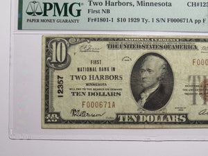 $10 1929 Two Harbors Minnesota National Currency Bank Note Bill #12357 VF20 PMG