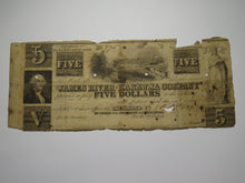 Load image into Gallery viewer, $5 1839 Richmond Virginia Obsolete Currency Bank Note Bill James River Kanawha