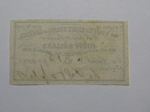 $40 1861 Confederate Bond Coupon Certificate Currency Bank Note Bill UNC