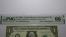 Load image into Gallery viewer, $1 1988 Radar Serial Number Federal Reserve Currency Bank Note Bill PMG UNC66EPQ