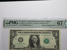 Load image into Gallery viewer, $1 2017 Radar Serial Number Federal Reserve Currency Bank Note Bill PMG UNC67EPQ