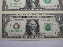 Load image into Gallery viewer, $1 2017 Uncut New York BEP Uncirculated Currency Sheet 2 Federal Reserve Notes
