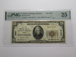$20 1929 Conway Springs Kansas National Currency Bank Note Bill #8467 VF25 PMG