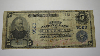 $5 1902 Ravena New York NY National Currency Bank Note Bill! Ch. #9529 RARE