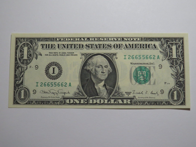 $1 1988 Radar Serial Number Federal Reserve Currency Bank Note Bill UNC 26655662