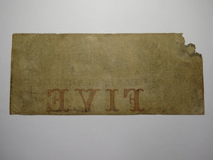 $5 1855 Fayetteville North Carolina Obsolete Currency Bank Note Bill Clarendon