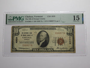 $10 1929 Chelsea Vermont VT National Currency Bank Note Bill Charter #4929 F15