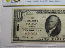 Load image into Gallery viewer, $10 1929 Norton Kansas KS National Currency Bank Note Bill Ch. #3687 PCGS VF25