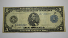 Load image into Gallery viewer, $5 1914 Richmond VA Federal Reserve Gutter Fold Error Large Bank Note Bill VF