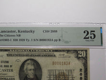 Load image into Gallery viewer, $20 1929 Lancaster Kentucky National Currency Bank Note Bill Ch. #2888 VF25 PMG