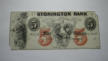 Load image into Gallery viewer, $5 18__ Stonington Connecticut Obsolete Currency Bank Note Remainder Bill UNC++