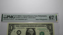 Load image into Gallery viewer, $1 2003 Radar Serial Number Federal Reserve Currency Bank Note Bill PMG UNC67EPQ