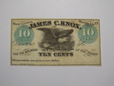 $.10 1862 Knox Corners New York NY Obsolete Currency Bank Note Bill Oneida Co.