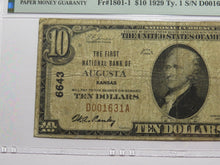 Load image into Gallery viewer, $10 1929 Augusta Kansas KS National Currency Bank Note Bill Ch. #6643 F12 PMG