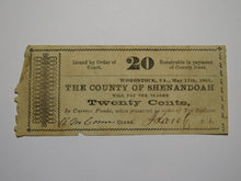 Load image into Gallery viewer, $.20 1863 Woodstock Virginia VA Obsolete Currency Bank Note Bill Shenandoah Cty.