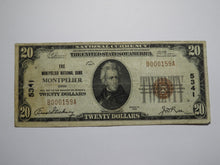Load image into Gallery viewer, $20 1929 Montpelier Ohio OH National Currency Bank Note Bill Charter #5341 Fine