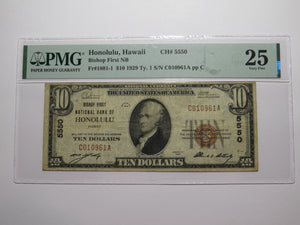 $10 1929 Honolulu Hawaii HI National Currency Bank Note Bill Ch. #5550 VF25 PMG