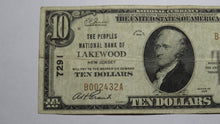 Load image into Gallery viewer, $10 1929 Lakewood New Jersey NJ National Currency Bank Note Bill Ch. #7291 VF!