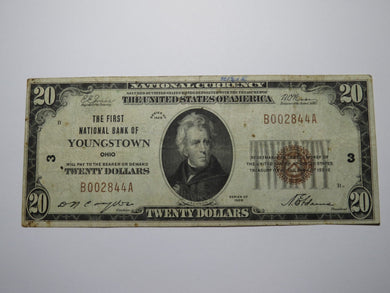 $20 1929 Youngstown Ohio OH National Currency Bank Note Bill Charter #3 FINE