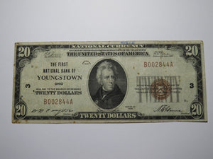 $20 1929 Youngstown Ohio OH National Currency Bank Note Bill Charter #3 FINE