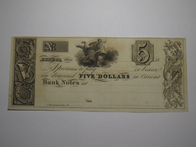 $5 18__ Elyria Ohio OH Obsolete Currency Bank Note Bill Remainder Herman Ely