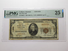 Load image into Gallery viewer, $20 1929 Collyer Kansas KS National Currency Bank Note Bill Ch. #11855 VF25 PMG