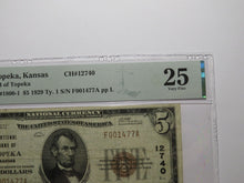 Load image into Gallery viewer, $5 1929 Topeka Kansas KS National Currency Bank Note Bill Ch. #12740 VF25 PMG