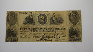 $2 1838 Port Carbon Pennsylvania Obsolete Currency Bank Note Bill Savings Fund