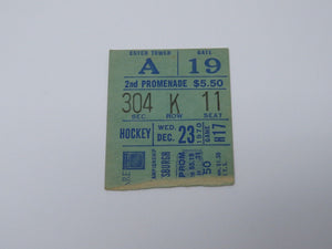 December 23, 1970 New York Rangers Vs Pittsburgh Penguins NHL Hockey Ticket Stub