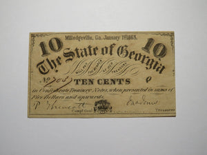 $.10 1863 Milledgeville Georgia GA Obsolete Currency Bank Note Bill! State of GA