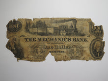 Load image into Gallery viewer, $1 1854 Memphis Tennessee TN Obsolete Currency Bank Note Bill -Mechanics Bank