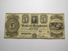 Load image into Gallery viewer, $5 1837 Manchester Michigan MI Obsolete Currency Bank Note Bill! Bank of Man