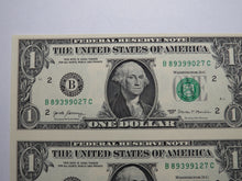 Load image into Gallery viewer, $1 2017 Uncut New York BEP Uncirculated Currency Sheet 2 Federal Reserve Notes