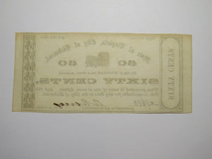 $.60 1862 Richmond Virginia Obsolete Currency Bank Note Bill City of Rich. UNC++