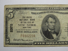 Load image into Gallery viewer, $5 1929 New York City NY National Currency Bank Note Bill Charter #2370 FINE