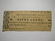 Load image into Gallery viewer, $.50 1862 Lewisburg Virginia Obsolete Currency Bank Note Bill -Greenbrier County
