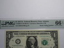 Load image into Gallery viewer, $1 2017 Radar Serial Number Federal Reserve Currency Bank Note Bill PMG UNC66EPQ