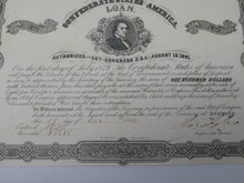 Load image into Gallery viewer, $100 1862 Confederate Bond Certificate Currency Bank Note Bill UNC 14&quot; X 9&quot; USA
