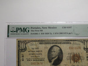 $10 1929 Portales New Mexico NM National Currency Bank Note Bill Ch #6187 VF20